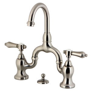 Heirloom KS7998BAL Two-Handle 3-Hole Deck Mount Bridge Bathroom Faucet with Brass Pop-Up, Brushed Nickel