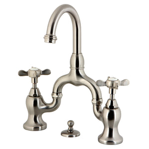 Essex KS7998BEX Two-Handle 3-Hole Deck Mount Bridge Bathroom Faucet with Brass Pop-Up, Brushed Nickel