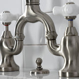 English Country KS7998PX Two-Handle 3-Hole Deck Mount Bridge Bathroom Faucet with Brass Pop-Up, Brushed Nickel
