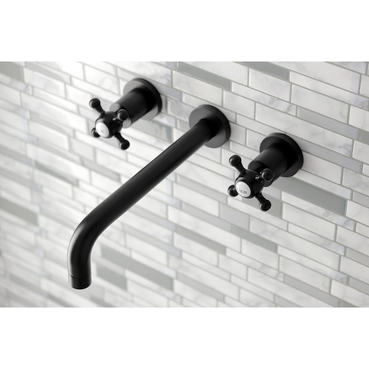Metropolitan KS8020BX Two-Handle 3-Hole Wall Mount Roman Tub Faucet, Matte Black