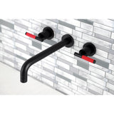 Kaiser KS8020CKL Two-Handle 3-Hole Wall Mount Roman Tub Faucet, Matte Black