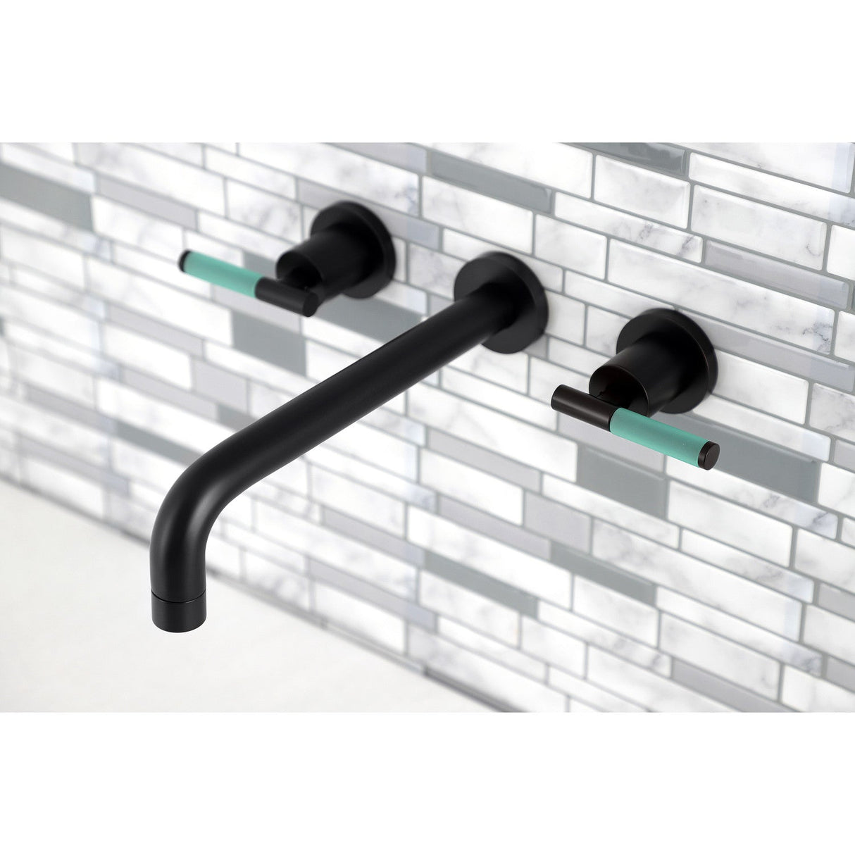 Kaiser KS8020CKL Two-Handle 3-Hole Wall Mount Roman Tub Faucet, Matte Black