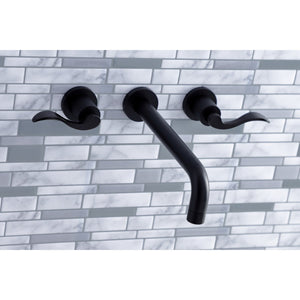NuWave KS8020DFL Two-Handle 3-Hole Wall Mount Roman Tub Faucet, Matte Black