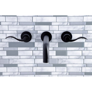 NuWave KS8020DFL Two-Handle 3-Hole Wall Mount Roman Tub Faucet, Matte Black