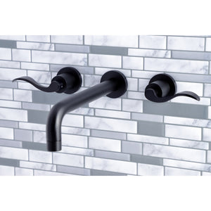 NuWave KS8020DFL Two-Handle 3-Hole Wall Mount Roman Tub Faucet, Matte Black