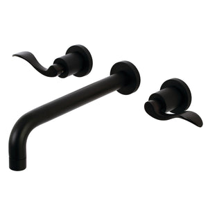 NuWave KS8020DFL Two-Handle 3-Hole Wall Mount Roman Tub Faucet, Matte Black