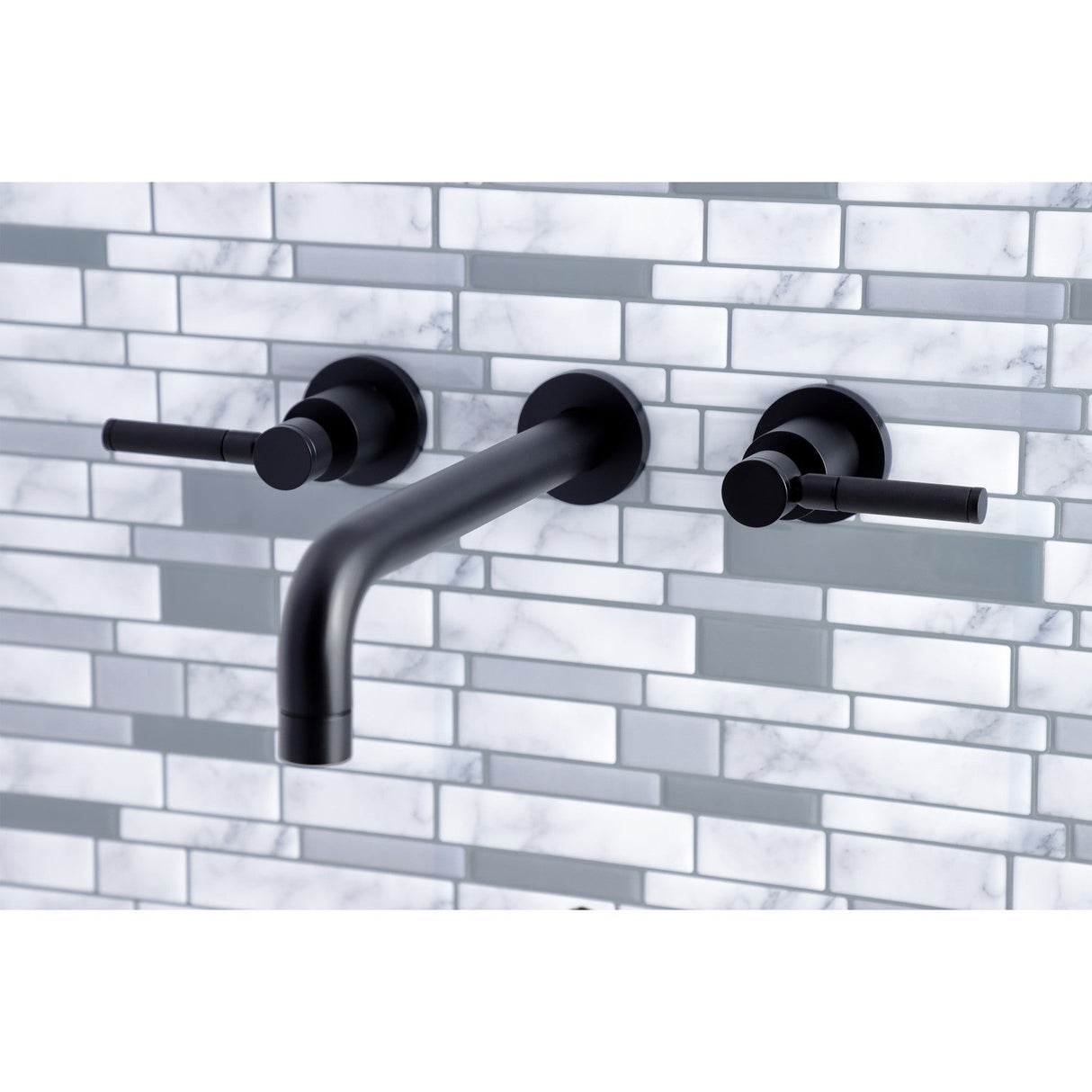 Kaiser KS8020DKL Two-Handle 3-Hole Wall Mount Roman Tub Faucet, Matte Black