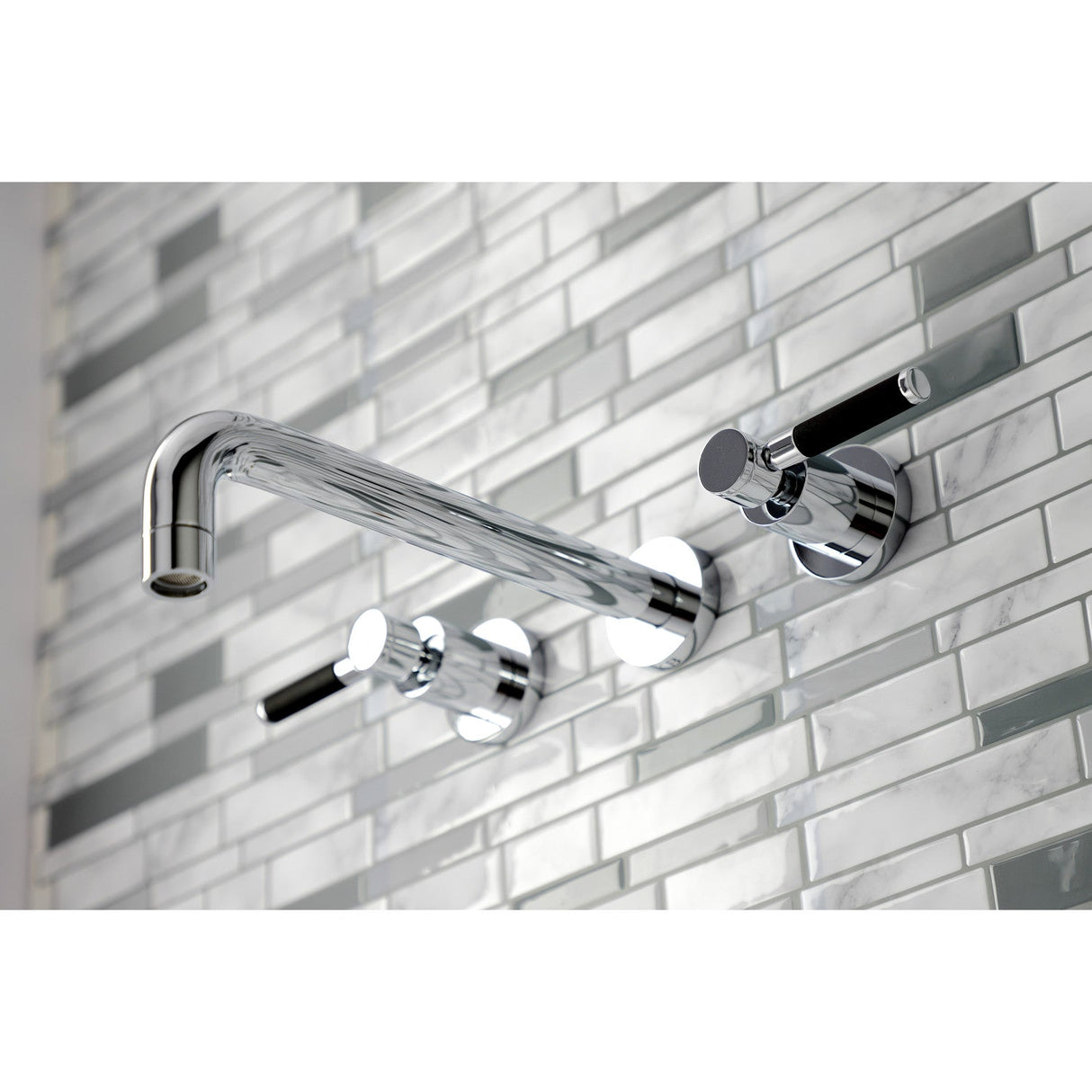 Kaiser KS8021DKL Two-Handle 3-Hole Wall Mount Roman Tub Faucet, Polished Chrome