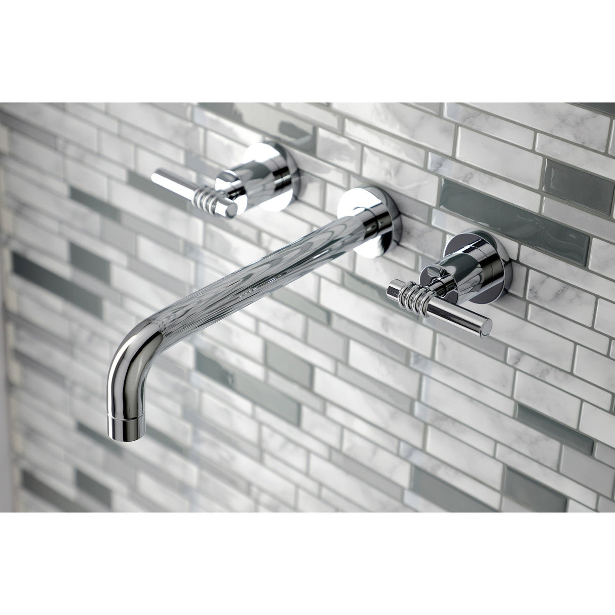Milano KS8021ML Two-Handle 3-Hole Wall Mount Roman Tub Faucet, Polished Chrome