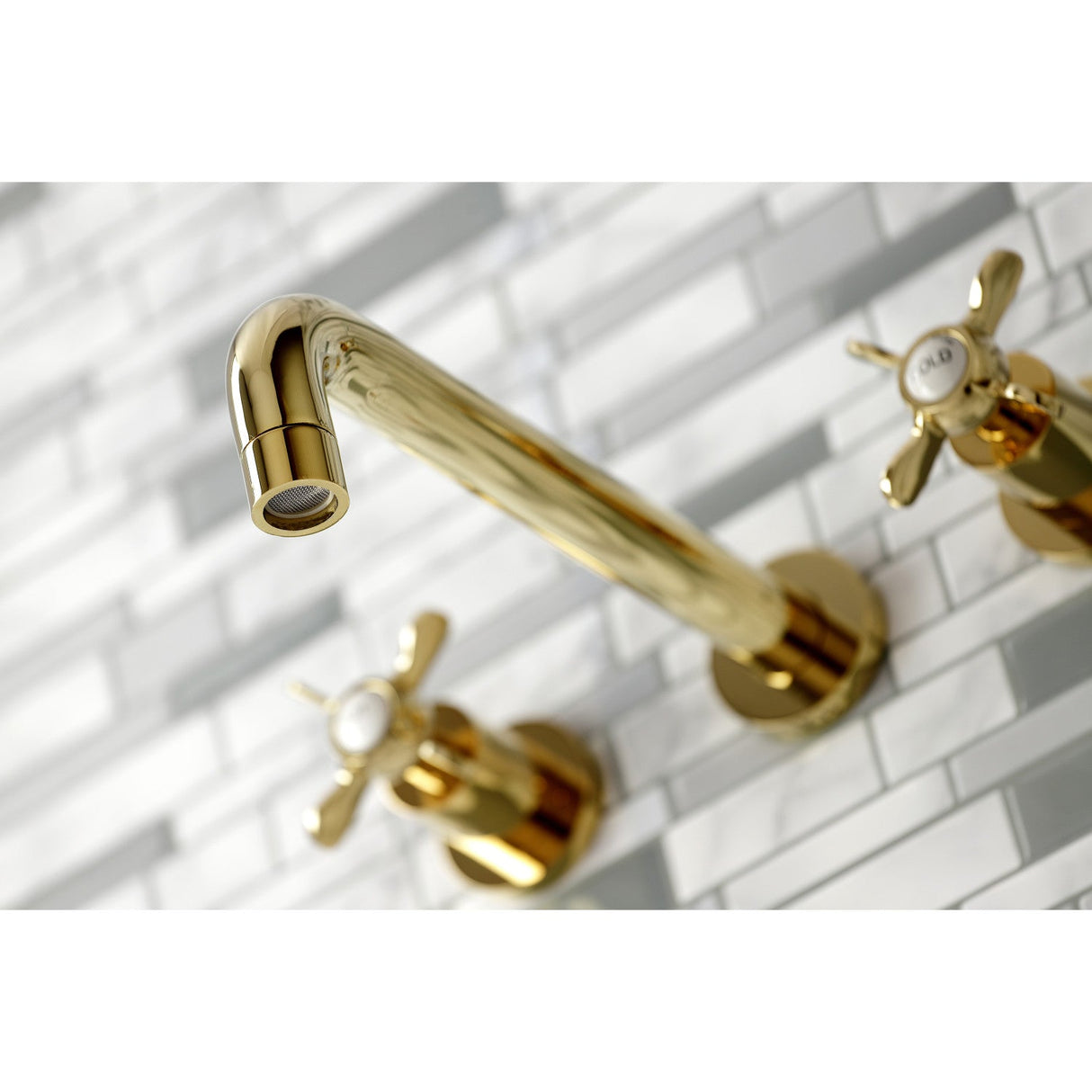 Essex KS8022BEX Two-Handle 3-Hole Wall Mount Roman Tub Faucet, Polished Brass
