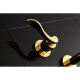 NuWave KS8022DFL Two-Handle 3-Hole Wall Mount Roman Tub Faucet, Polished Brass