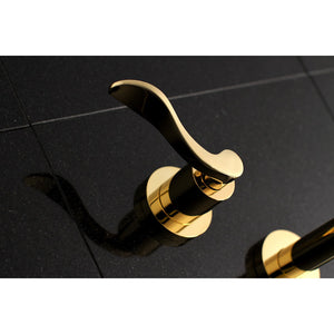 NuWave KS8022DFL Two-Handle 3-Hole Wall Mount Roman Tub Faucet, Polished Brass