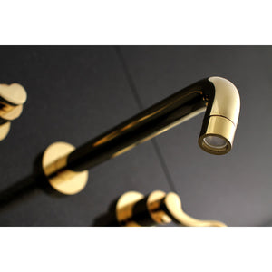 NuWave KS8022DFL Two-Handle 3-Hole Wall Mount Roman Tub Faucet, Polished Brass