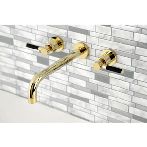 Kaiser KS8022DKL Two-Handle 3-Hole Wall Mount Roman Tub Faucet, Polished Brass