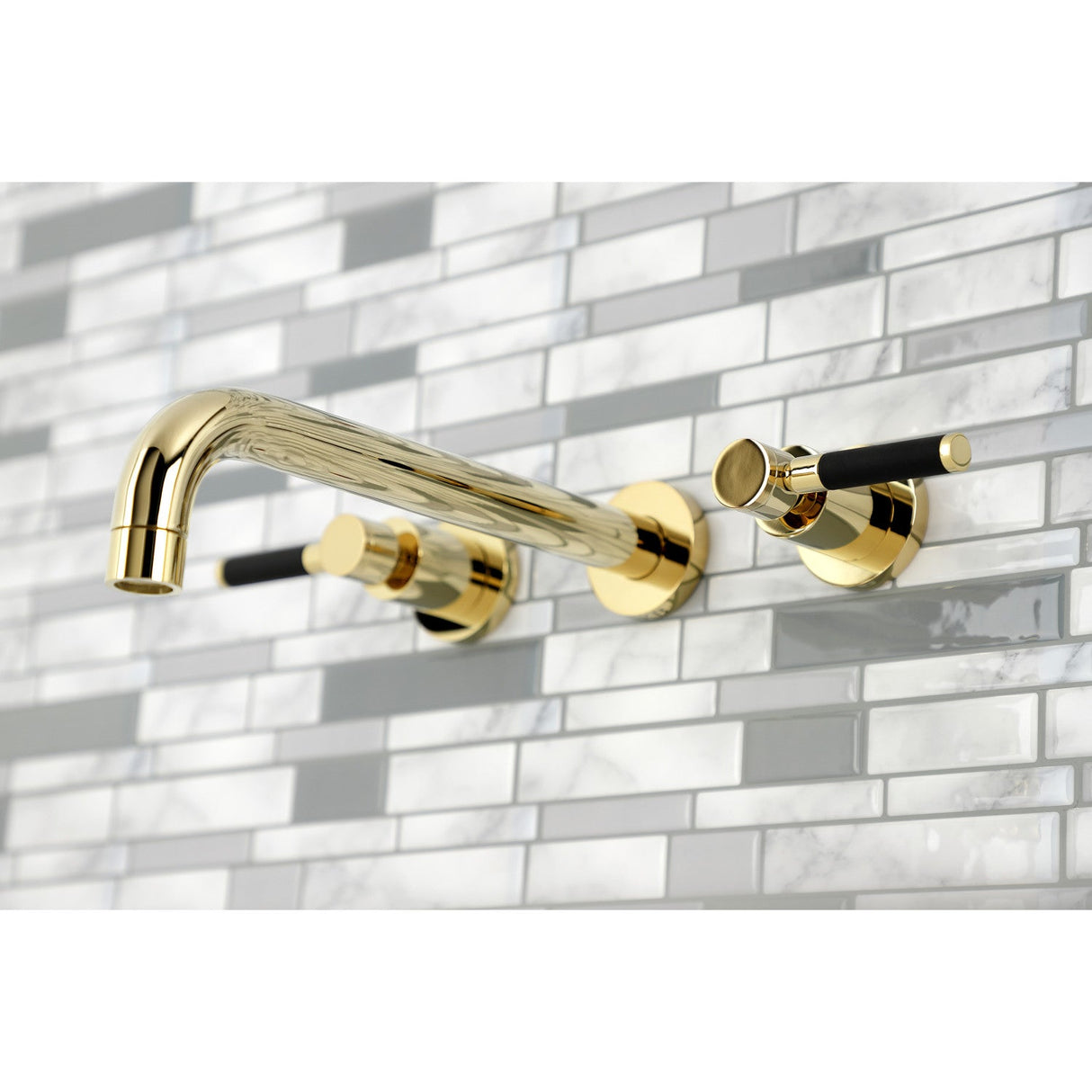 Kaiser KS8022DKL Two-Handle 3-Hole Wall Mount Roman Tub Faucet, Polished Brass