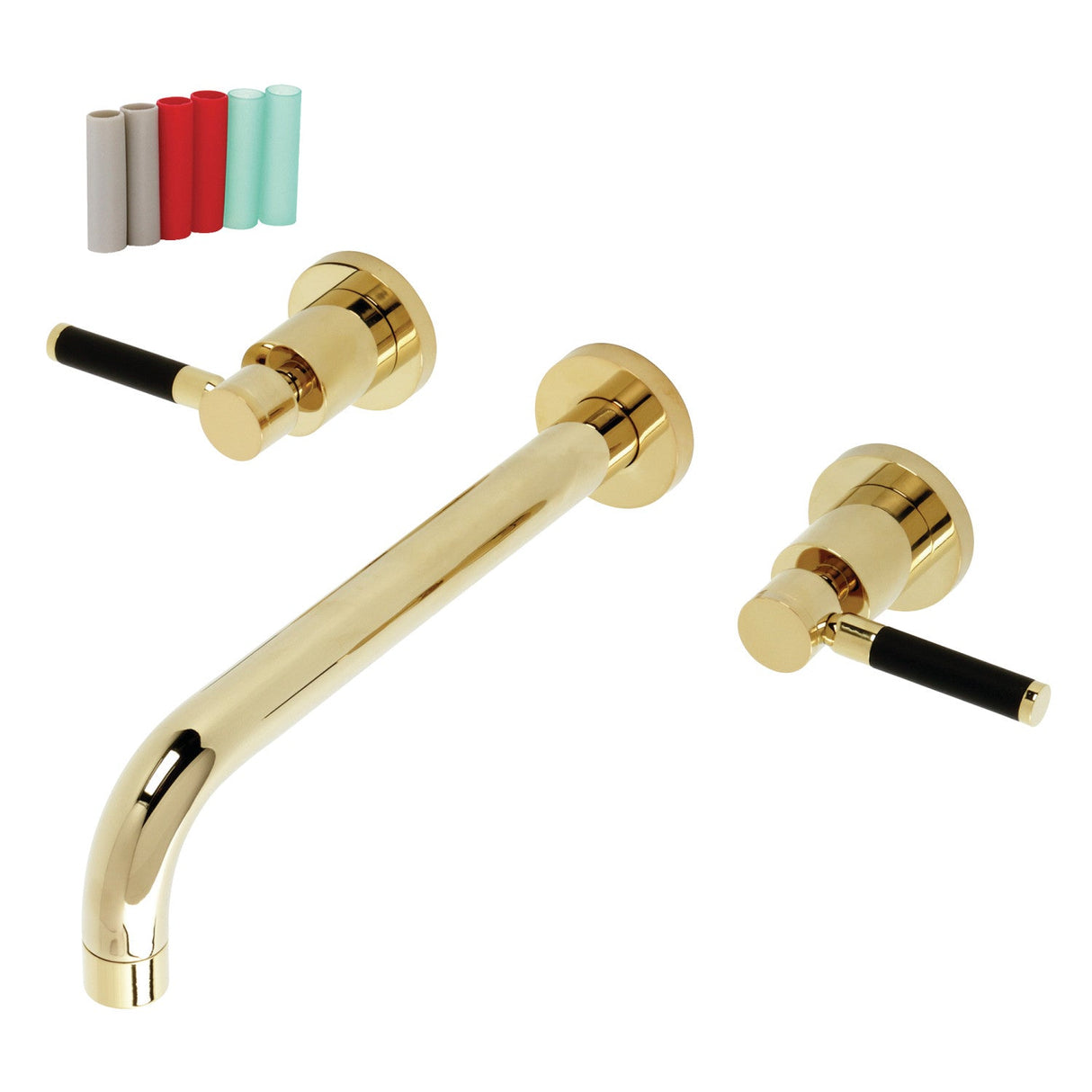 Kaiser KS8022DKL Two-Handle 3-Hole Wall Mount Roman Tub Faucet, Polished Brass