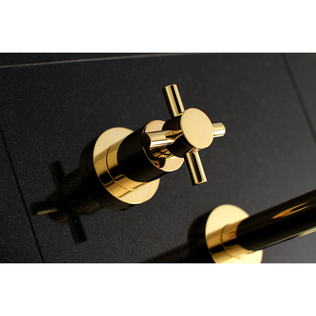 Concord KS8022DX Two-Handle 3-Hole Wall Mount Roman Tub Faucet, Polished Brass