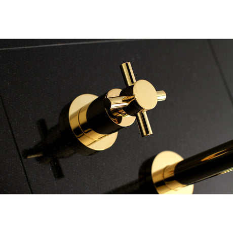 Concord KS8022DX Two-Handle 3-Hole Wall Mount Roman Tub Faucet, Polished Brass