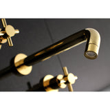 Concord KS8022DX Two-Handle 3-Hole Wall Mount Roman Tub Faucet, Polished Brass