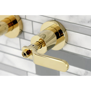 Whitaker KS8022KL Two-Handle 3-Hole Wall Mount Roman Tub Faucet, Polished Brass