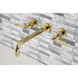Whitaker KS8022KL Two-Handle 3-Hole Wall Mount Roman Tub Faucet, Polished Brass