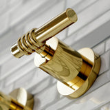 Milano KS8022ML Two-Handle 3-Hole Wall Mount Roman Tub Faucet, Polished Brass