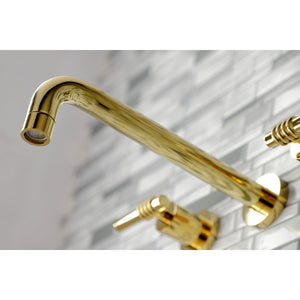Milano KS8022ML Two-Handle 3-Hole Wall Mount Roman Tub Faucet, Polished Brass
