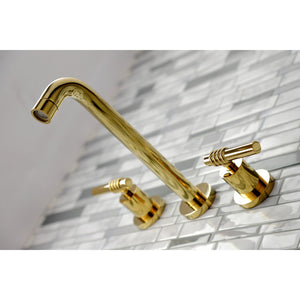 Milano KS8022ML Two-Handle 3-Hole Wall Mount Roman Tub Faucet, Polished Brass
