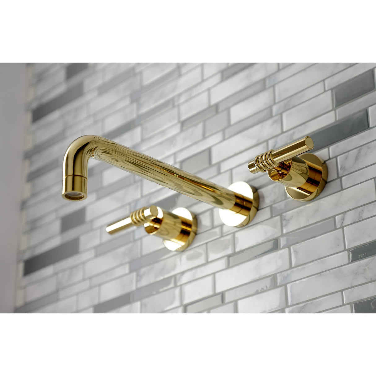 Milano KS8022ML Two-Handle 3-Hole Wall Mount Roman Tub Faucet, Polished Brass
