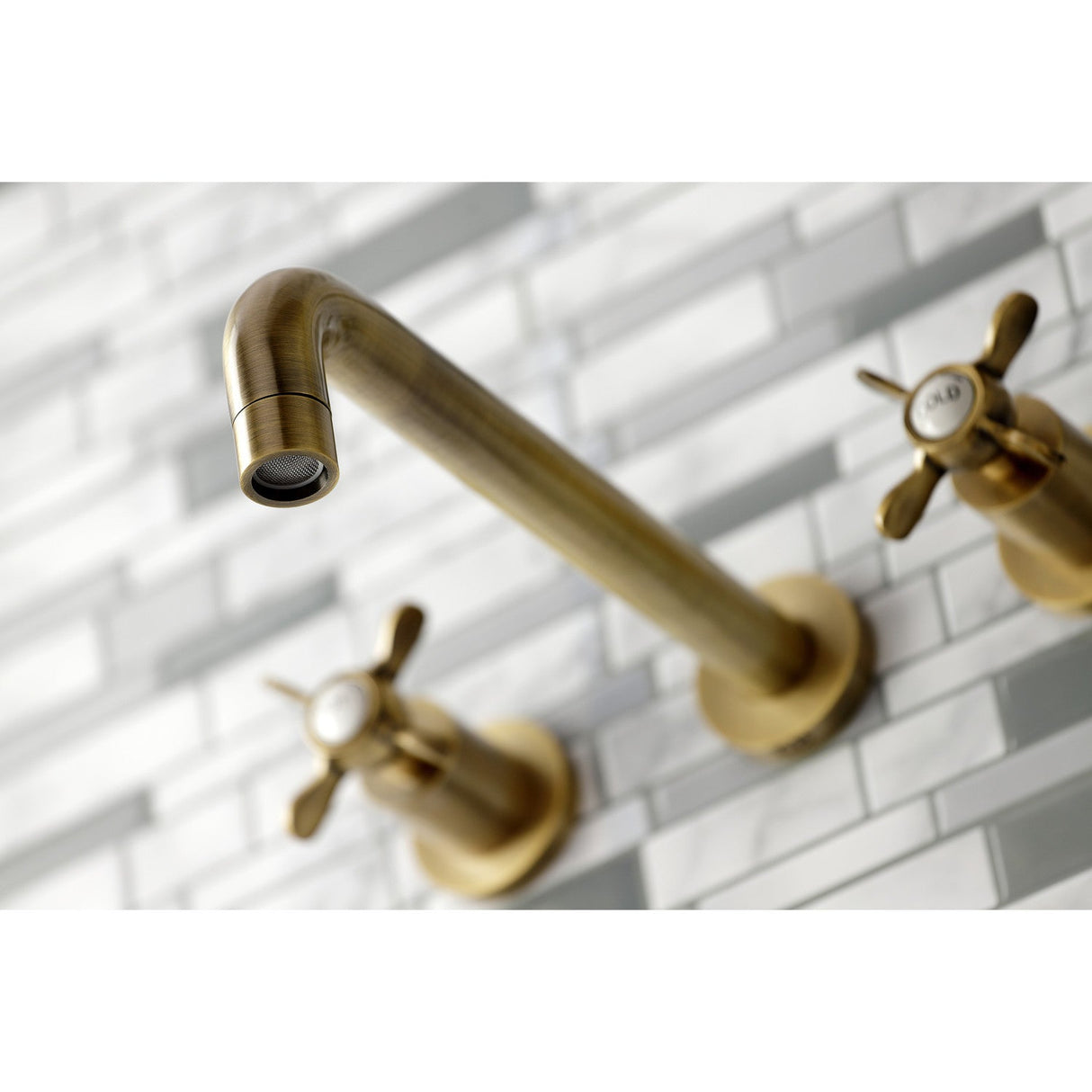 Essex KS8023BEX Two-Handle 3-Hole Wall Mount Roman Tub Faucet, Antique Brass