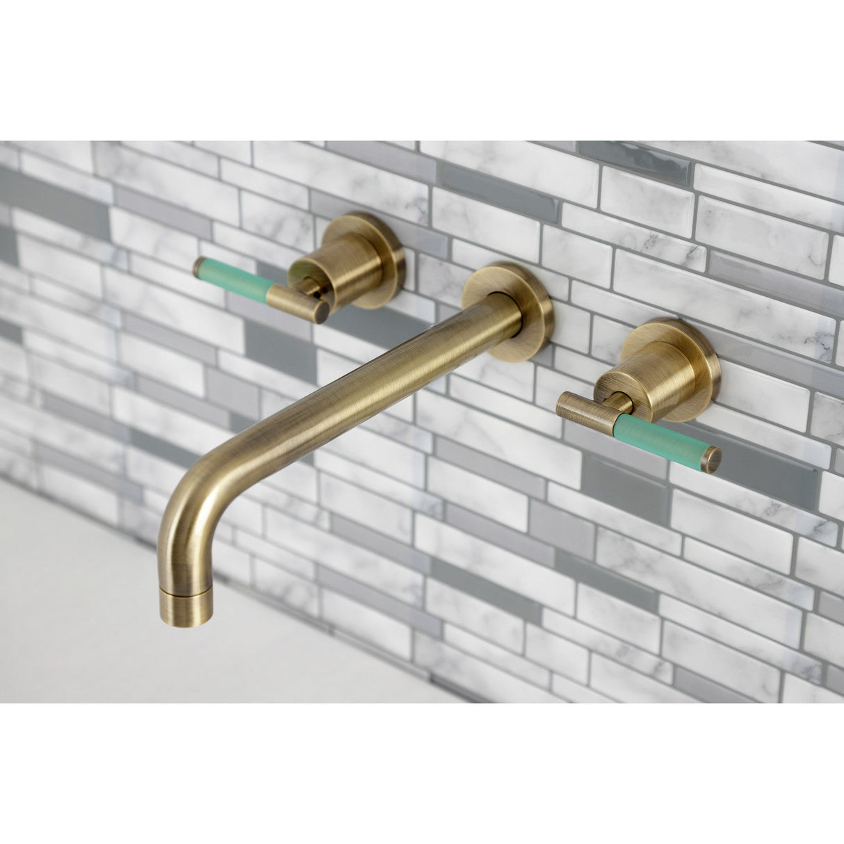 Kaiser KS8023CKL Two-Handle 3-Hole Wall Mount Roman Tub Faucet, Antique Brass