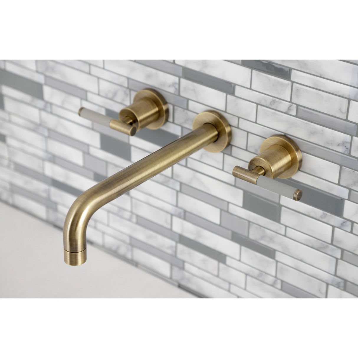 Kaiser KS8023CKL Two-Handle 3-Hole Wall Mount Roman Tub Faucet, Antique Brass