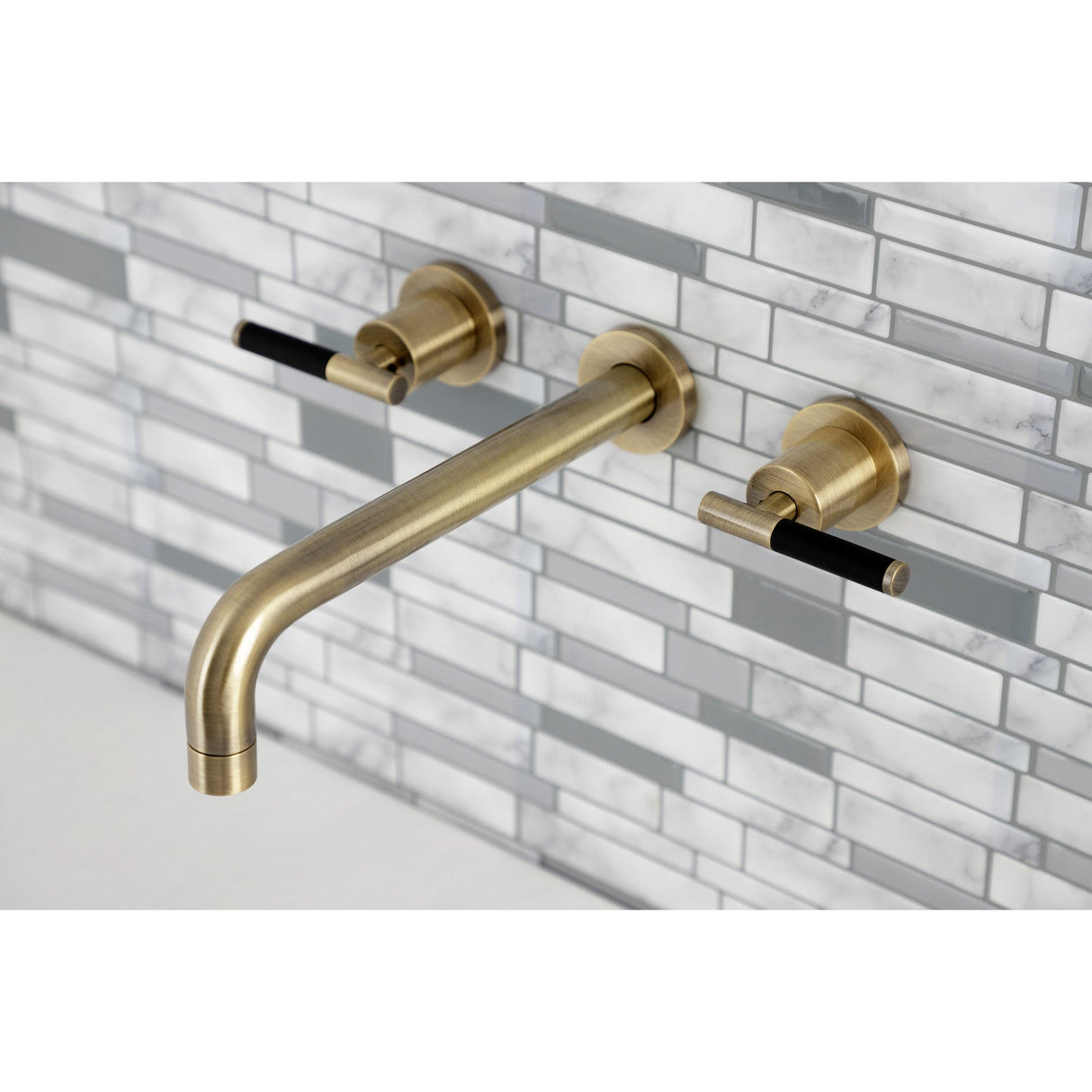 Kaiser KS8023CKL Two-Handle 3-Hole Wall Mount Roman Tub Faucet, Antique Brass