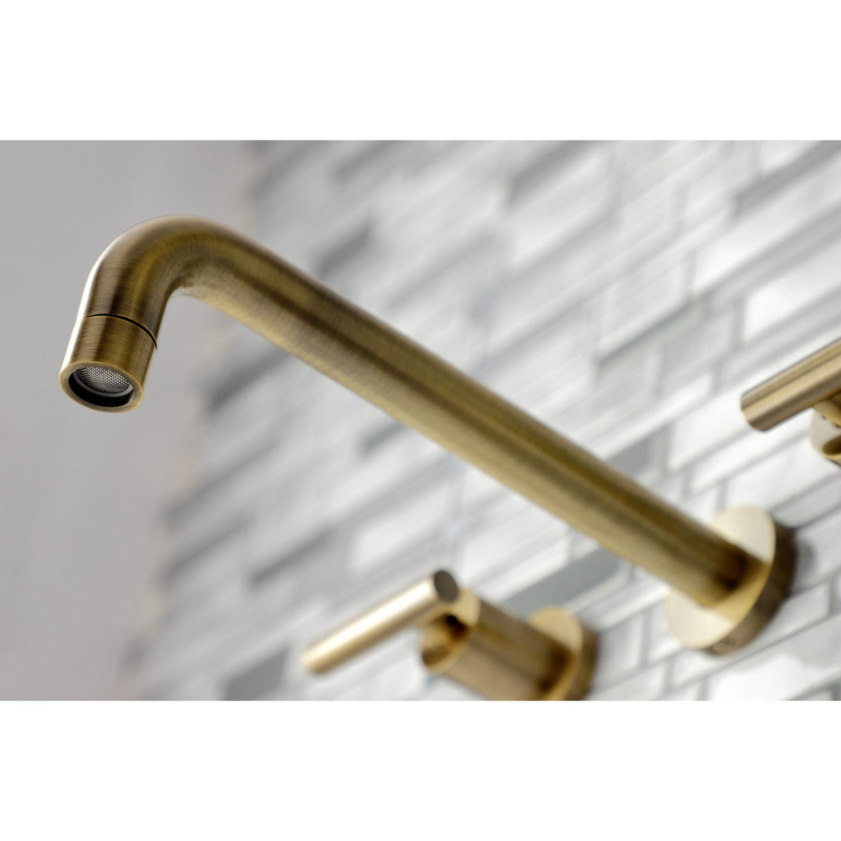 Manhattan KS8023CML Two-Handle 3-Hole Wall Mount Roman Tub Faucet, Antique Brass