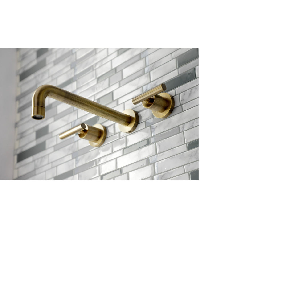 Manhattan KS8023CML Two-Handle 3-Hole Wall Mount Roman Tub Faucet, Antique Brass