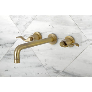 NuWave KS8023DFL Two-Handle 3-Hole Wall Mount Roman Tub Faucet, Antique Brass