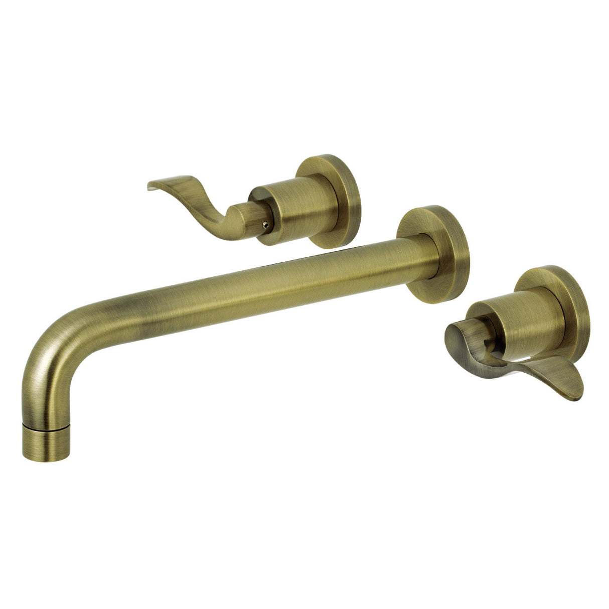 NuWave KS8023DFL Two-Handle 3-Hole Wall Mount Roman Tub Faucet, Antique Brass