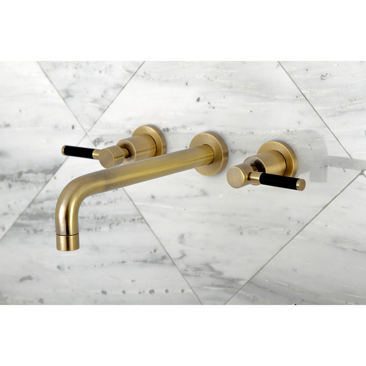 Kaiser KS8023DKL Two-Handle 3-Hole Wall Mount Roman Tub Faucet, Antique Brass