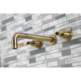 Whitaker KS8023KL Two-Handle 3-Hole Wall Mount Roman Tub Faucet, Antique Brass