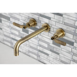 Whitaker KS8023KL Two-Handle 3-Hole Wall Mount Roman Tub Faucet, Antique Brass