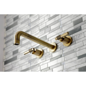 Milano KS8023ML Two-Handle 3-Hole Wall Mount Roman Tub Faucet, Antique Brass