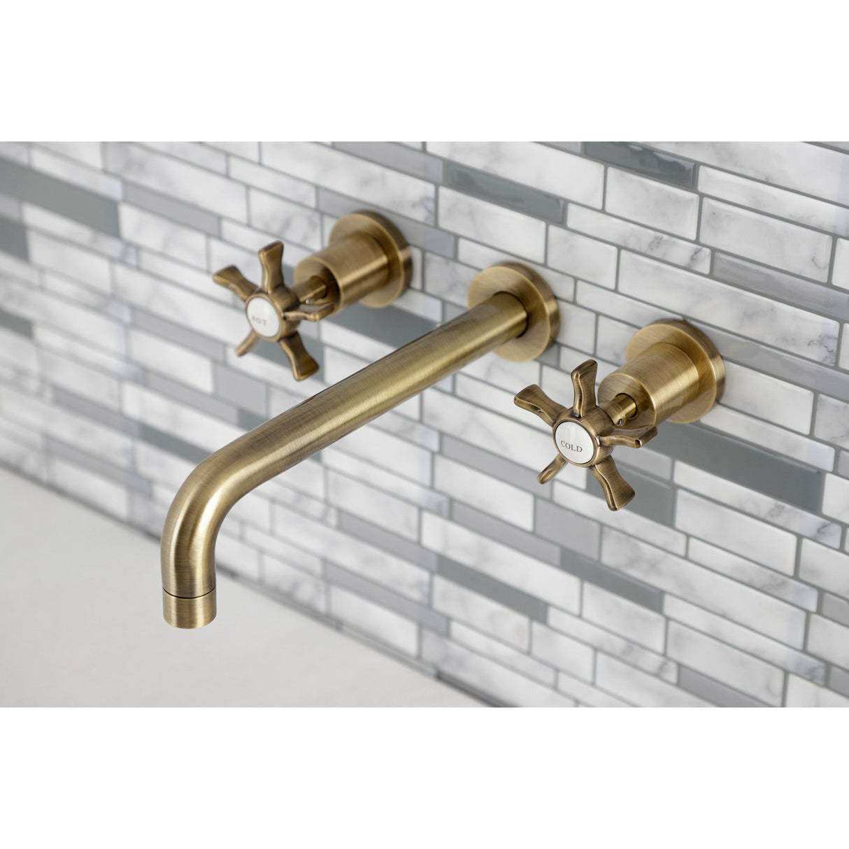 Hamilton KS8023NX Two-Handle 3-Hole Wall Mount Roman Tub Faucet, Antique Brass