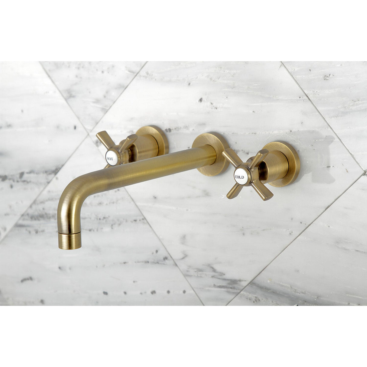Millennium KS8023ZX Two-Handle 3-Hole Wall Mount Roman Tub Faucet, Antique Brass