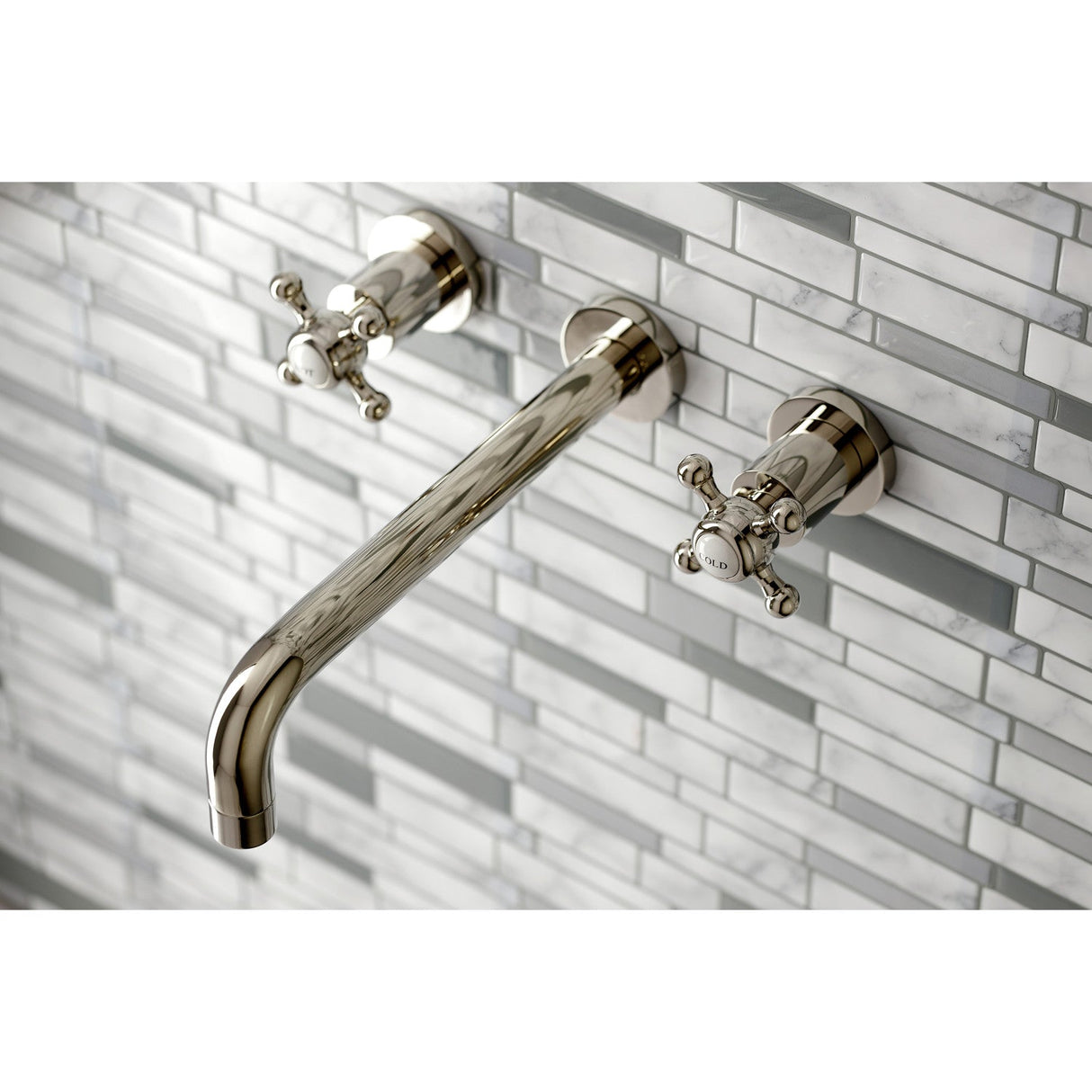 Metropolitan KS8026BX Two-Handle 3-Hole Wall Mount Roman Tub Faucet, Polished Nickel