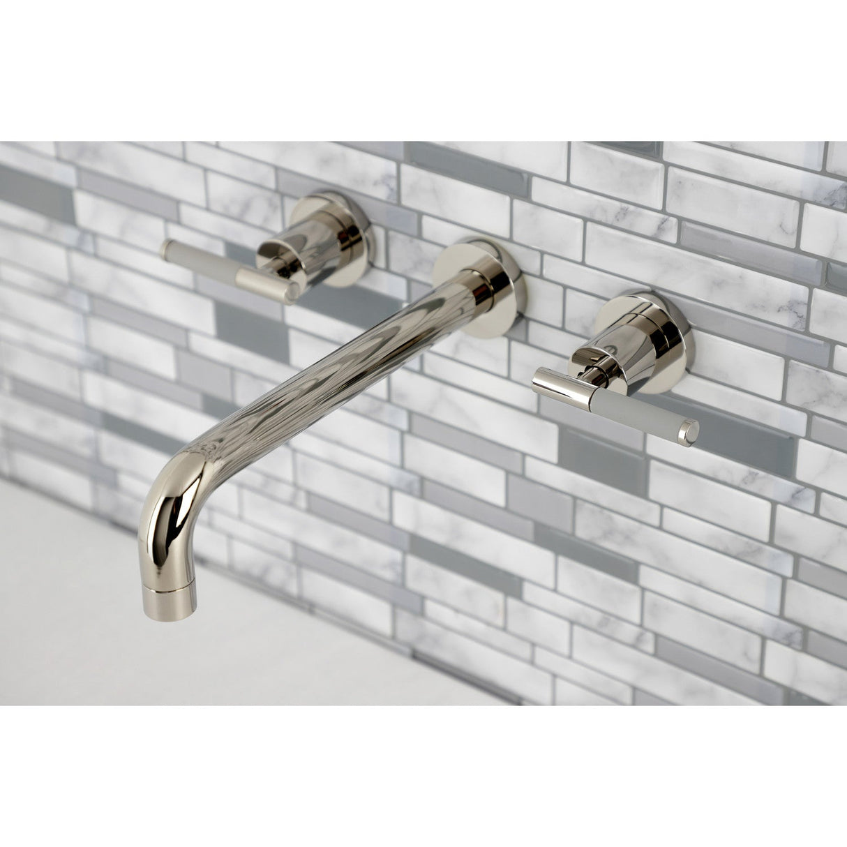 Kaiser KS8026CKL Two-Handle 3-Hole Wall Mount Roman Tub Faucet, Polished Nickel