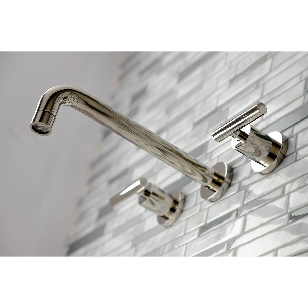 Manhattan KS8026CML Two-Handle 3-Hole Wall Mount Roman Tub Faucet, Polished Nickel