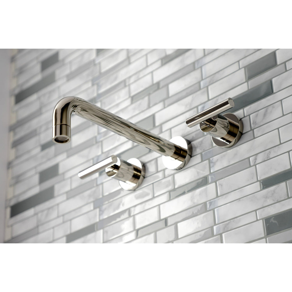 Manhattan KS8026CML Two-Handle 3-Hole Wall Mount Roman Tub Faucet, Polished Nickel