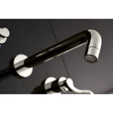 NuWave KS8026DFL Two-Handle 3-Hole Wall Mount Roman Tub Faucet, Polished Nickel