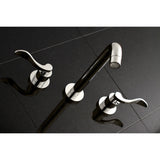 NuWave KS8026DFL Two-Handle 3-Hole Wall Mount Roman Tub Faucet, Polished Nickel