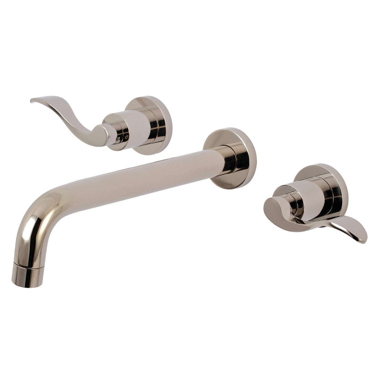 NuWave KS8026DFL Two-Handle 3-Hole Wall Mount Roman Tub Faucet, Polished Nickel